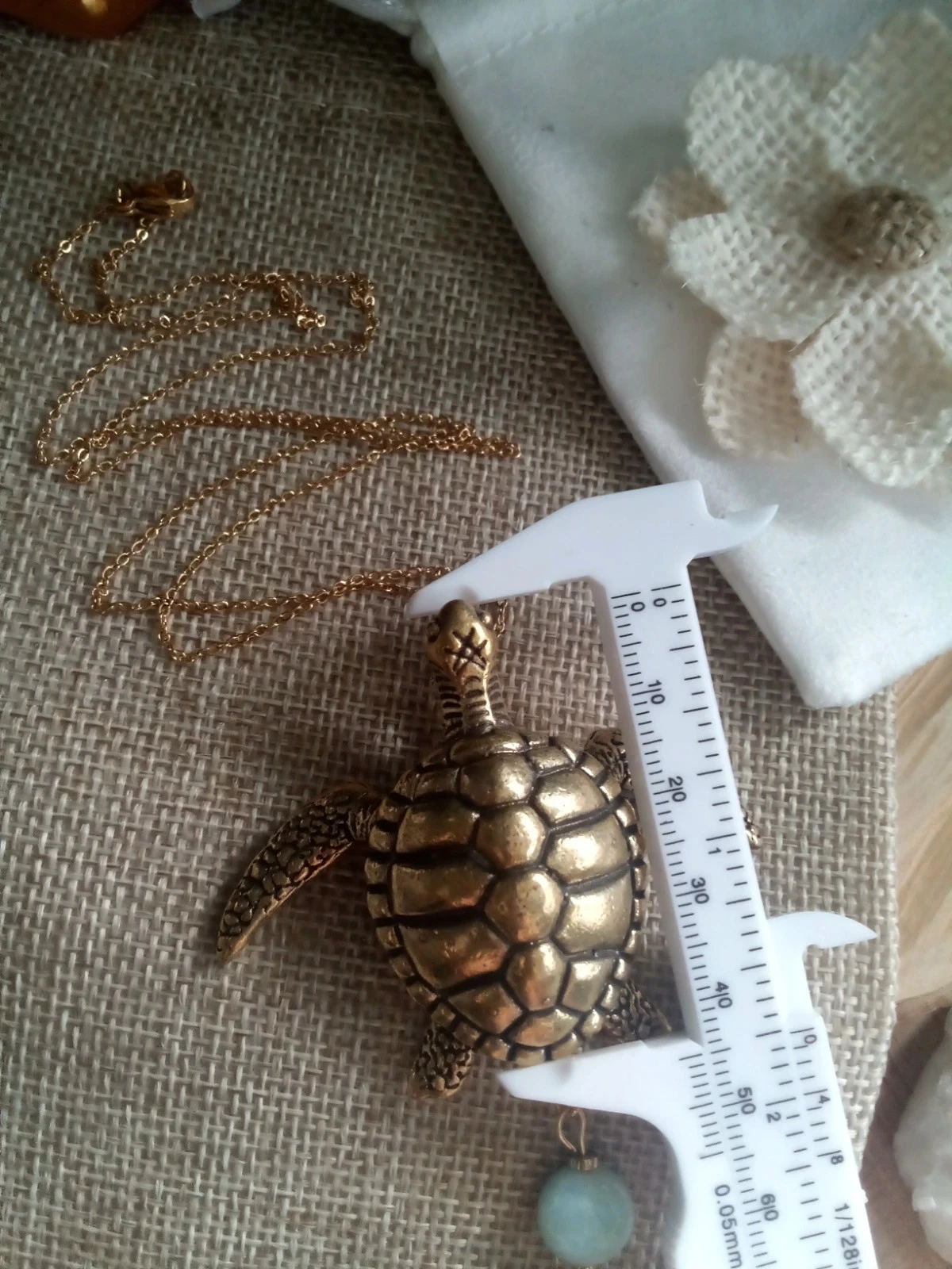 Collar tortuga y piedra de larimar natural – photo 3